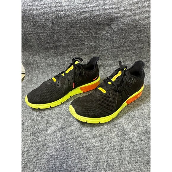 Nike Air Max Mens 11 Sequent 3 'Black Orange Volt lightweight mesh upper - Picture 12 of 16